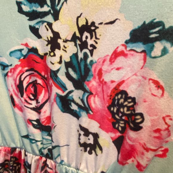 *3/$30* Girl's Size L Empire Waist Short Sleeve Summer Maxi Dress Blue - Picture 5 of 7